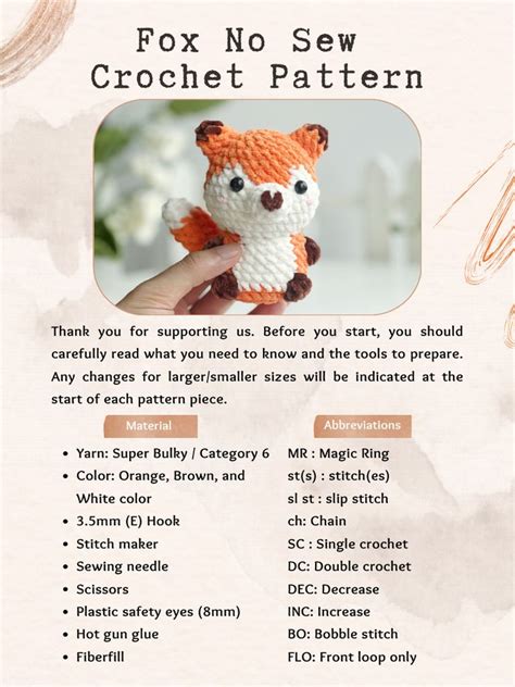 Foxnosewnew Pdf Crochet Decorative Arts In Crochet Fox