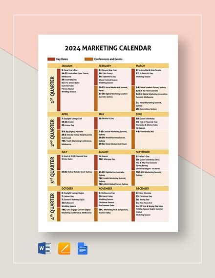 Marketing Calendar Template Excel