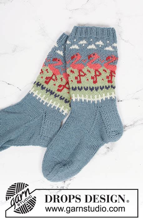 Flamingo Parade Socks DROPS 198 11 Free Knitting Patterns By DROPS