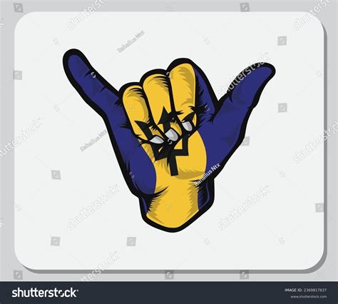 Barbados Shaka Hand Good Vibes Flag Royalty Free Stock Vector