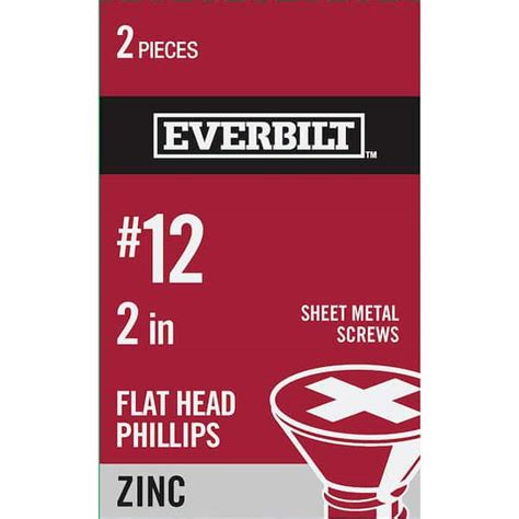 Everbilt 12 X 2 In Phillips Flat Head Sheet Metal Screws 2 Per Pack