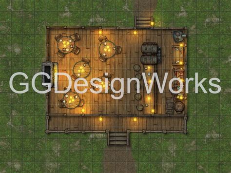 Dnd 4k Digital Battle Map Tavern night With Grid Map. Dungeons and Dragons, Tabletop Role ...