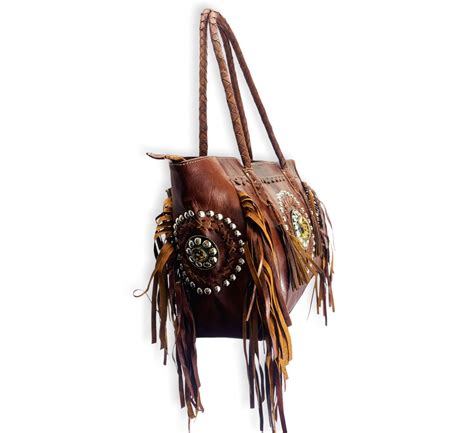 Bolso Tote Boho Tribal Cuero Teja Megan IBAGS BELTS