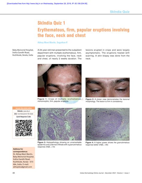 Pdf Skindia Quiz 1 Erythematous Firm Papular Eruptions Involving