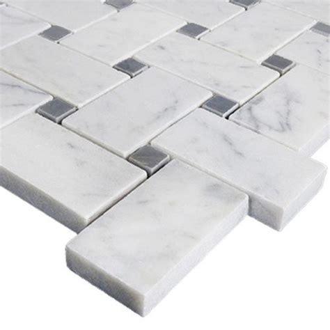 Carrara Marble Italian White Bianco Carrera Basketweave Mosaic Tile