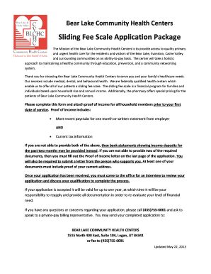 Fillable Online Blchc Sliding Fee Scale Application Package Blchc Fax