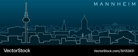 Mannheim multiple lines skyline and landmarks Vector Image