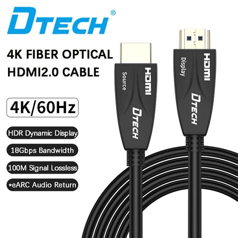 Dtech 4K Optical Fiber HDMI Cable HDMI2 0 4K60Hz HD Cable HDR HDCP2 2