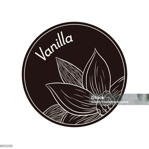 gaya vintage bunga vanilla  label lingkaran  templat logo