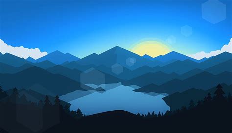 Forest Mountains Sunset Cool Weather Minimalism Laptop , Minimalist ...