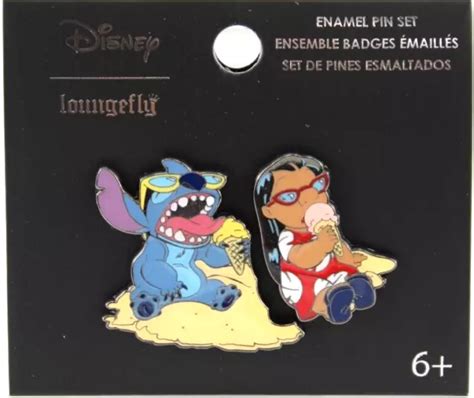 Disney Loungefly Lilo And Stitch Ice Cream Set Of Enamel Pins Beach