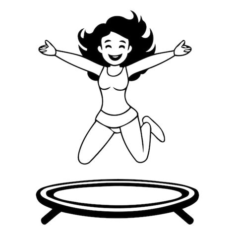 Fille Sautant Sur Un Trampoline Illustration Vectorielle Dans Le Style