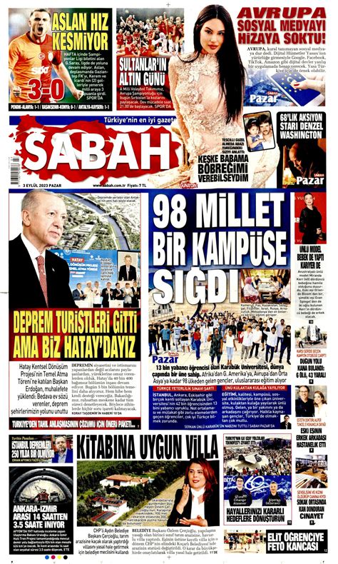 Sabah Gazetesi Sabah Man Et Oku Haberler Eyl L