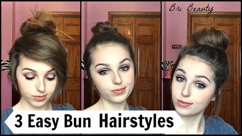 3 Easy Bun Hairstyles Heatless Bri Beauty Youtube