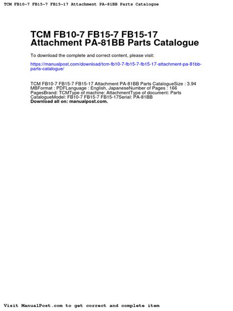 Tcm Fb10 7 Fb15 7 Fb15 17 Attachment Pa 81bb Parts Catalogue Pdf