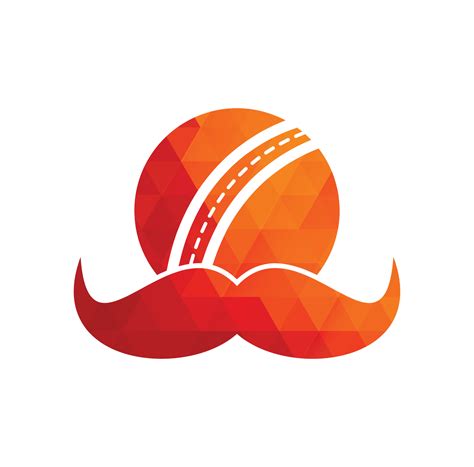 Strong cricket vector logo design. Moustache and cricket ball vector ...