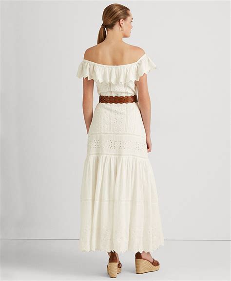 Lauren Ralph Lauren Eyelet Off The Shoulder Cotton Dress Macys