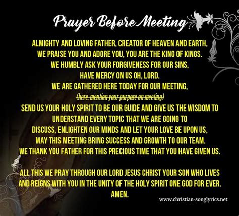 Prayer Before Office Meeting || Opening Prayer for Business Meeting ...