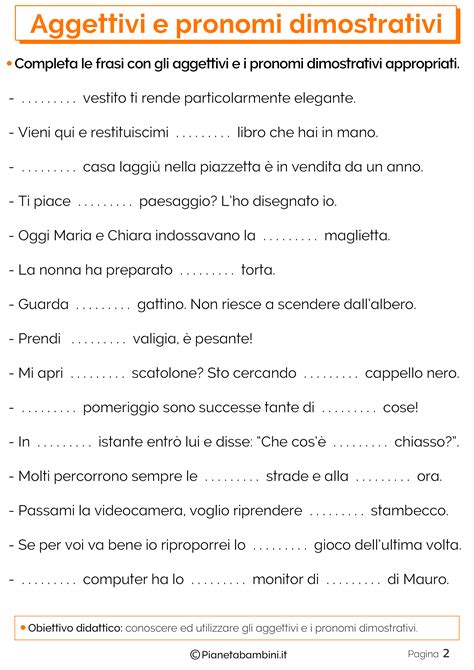 Aggettivi E Pronomi Dimostrativi Esercizi Per La Scuola Primaria