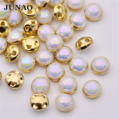 Junao Mm Pcs Sewing White Pearl Appliques Sew On Ab Rhinestones