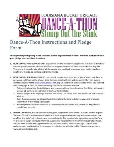 Dance A Thon Instructions And Pledge Form