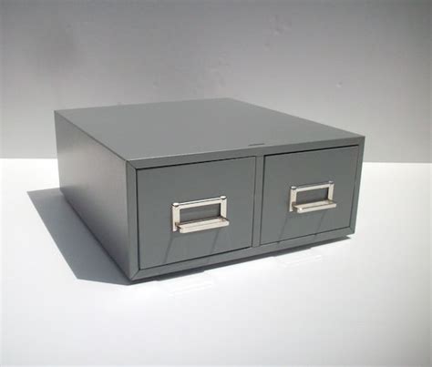 Metal Card Catalog Drawers / 2 Drawer Card File / Index Card