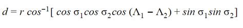 Great circle method distance calculation | Great circle distance example