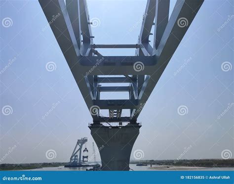 A Bridge Under Construction at Padma River of Bangladesh Stock Image ...