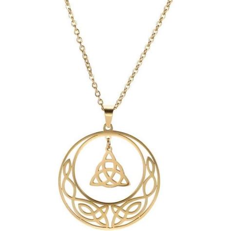 Temaer Collier Noeud Celtique En Acier Inoxydable Pendentif Lune