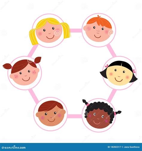 Multicultural Unity Kids Heads - Circle - Icons Cartoon Vector ...