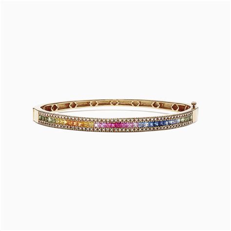 Watercolors 14k Yellow Gold Multi Sapphire And Diamond Bangle 3 60 Tcw