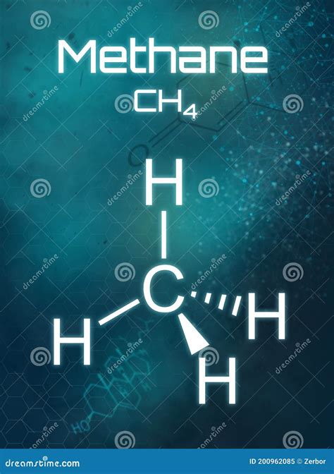 Chemical Formula of Methane on a Futuristic Background Stock ...