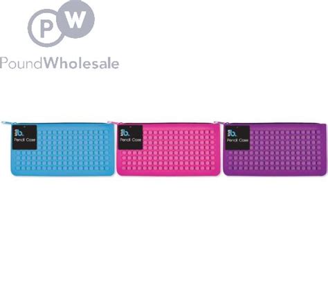 Wholesale Block Stationery Silicon Pencil Case 3 Assorted Colours