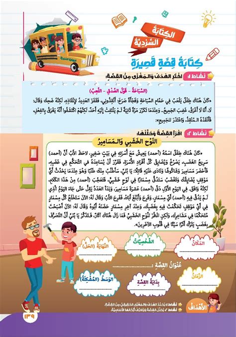 نموذج كتابة قصة قصيرة اللغة العربية تواصل 2 رابع ابتدائي المنهج