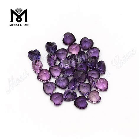 Heart Cut Synthetic Alexandrite Ruby Gemstones Color Change Corundum Stones