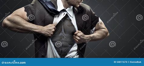 Muscular Businessman Tearing Up His Suit Stock Photo Image Of