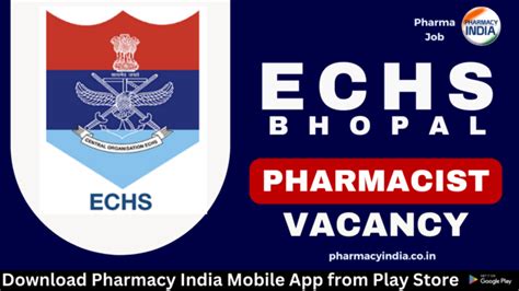 Vacancy For Pharmacist At Echs Polyclinic Pharmacy India