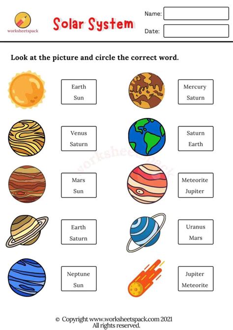 Solar System Activity Sheets