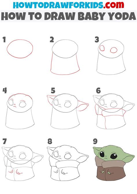 How to Draw Baby Yoda - Easy Drawing Tutorial for Kids Easy Disney ...