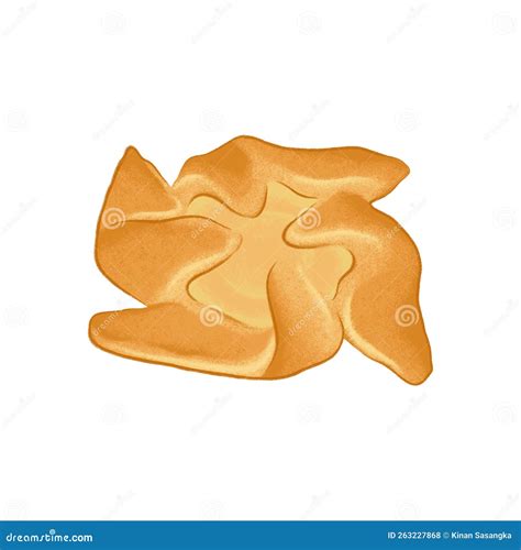 Hand Drawn Cream Cheese Danish Pastry Isolated On White Background