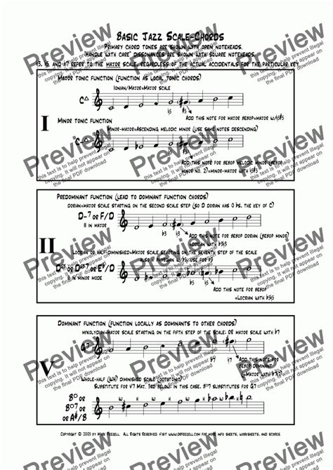 Basic Jazz Chord Scales Reference Chart Handout Sheet Music Pdf File