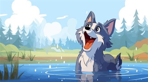 Happy Wolf Cartoon Illustration | Premium AI-generated vector