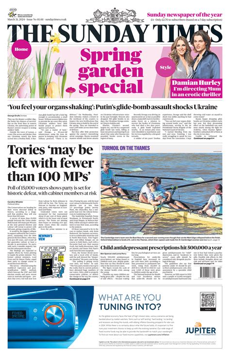 Sunday Times Front Page St Of March Tomorrow S Papers Today