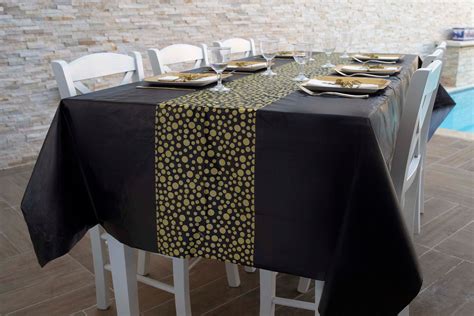 Black Plastic Tablecloth For Parties Pack Of 4 Black And Gold Etsy