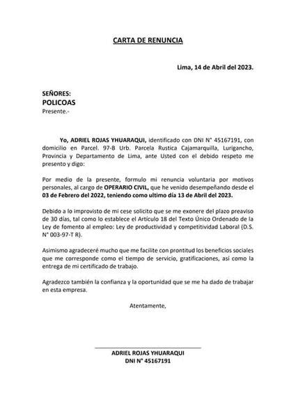 Carta De Renunciadocx