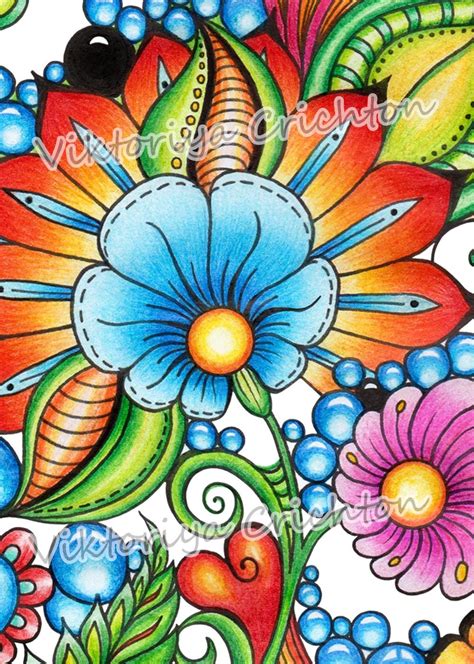 Magic Zenart Flowers zendoodle_34. Abstract Drawing in Zenart Style for ...