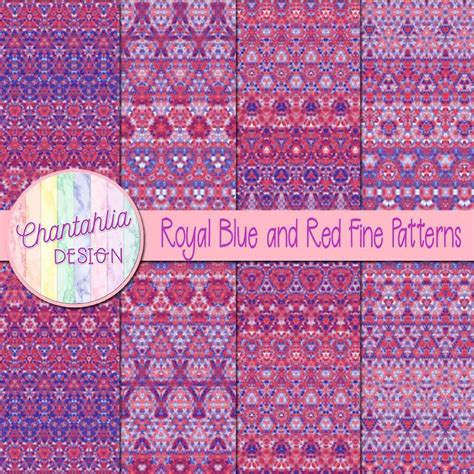 Free Royal Blue And Red Digital Papers With Fine Patterns Designs