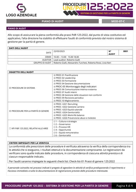 Schermate Kit Documentale UNI PdR 125 22 Parità di Genere