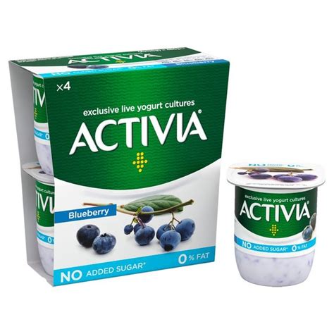 Activia 0 Fat Blueberry Yogurts 4 X 125g From Ocado