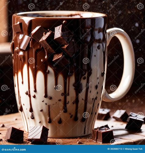 Hot Cocoa Mug With Chunks Of Chocolate Stock Illustration Illustration Of Solid Liquid